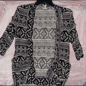 Black and White Tribal Boho Kimono / Cardigan